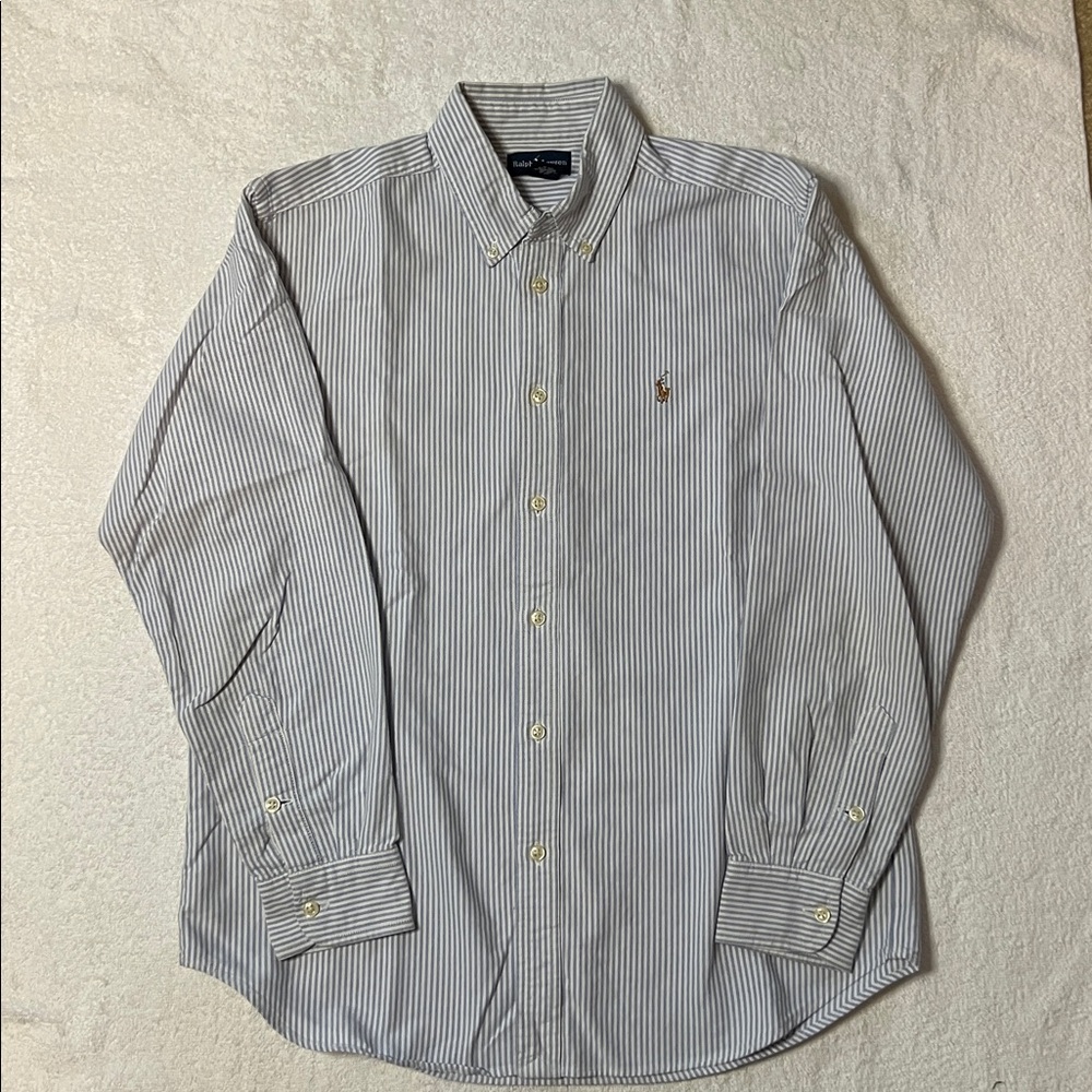 Ralph Lauren Boy’s Blue & White Striped Button Down Shirt, Size 16 - Picture 5 of 6